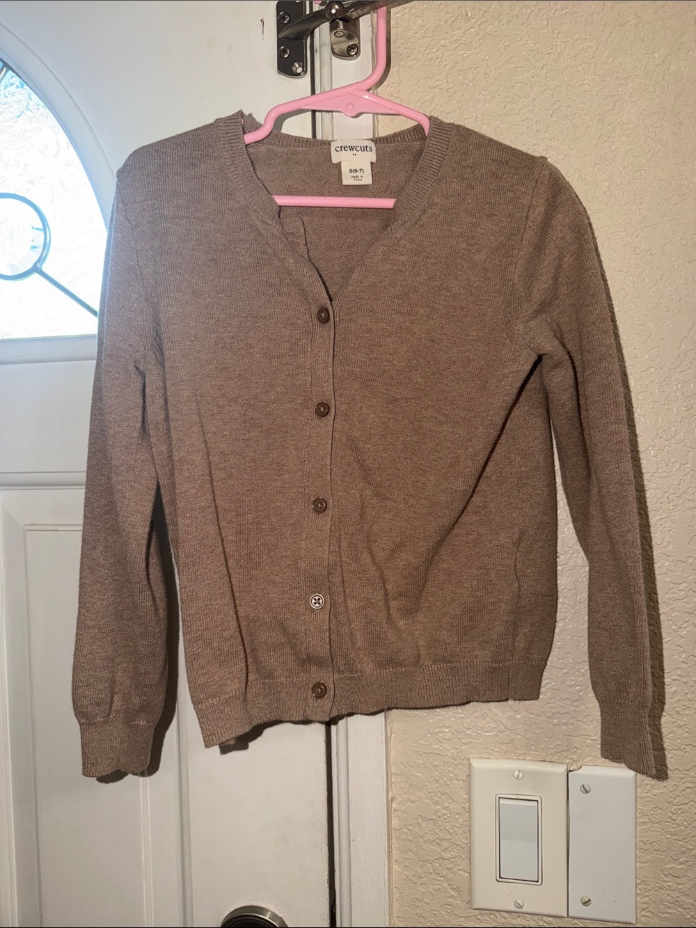 Crewcuts Girls' Taupe Button-Up Cardigan Sweater size 6/7
